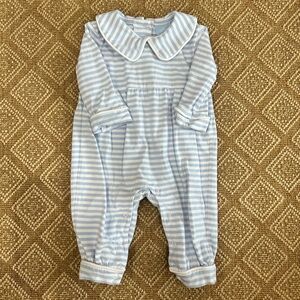 Classic Whimsy Blue and White Striped Romper